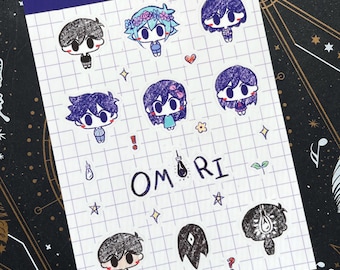 Hoja de pegatinas de vinilo de Omori