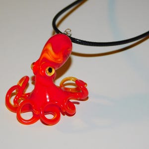 Red Glass Octopus Necklace