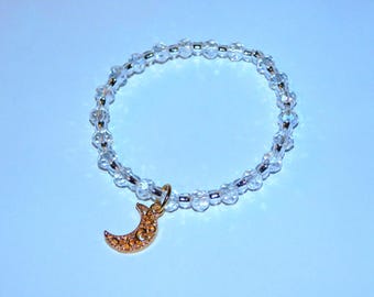 Glass Crescent Moon Charm Bracelet