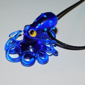 Blue Glass Octopus Necklace