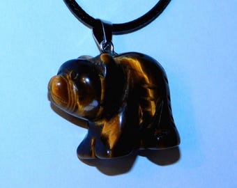 Carved Tigerseye Bear Necklace
