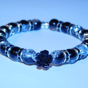 Black Rose Rhinestone Bracelet