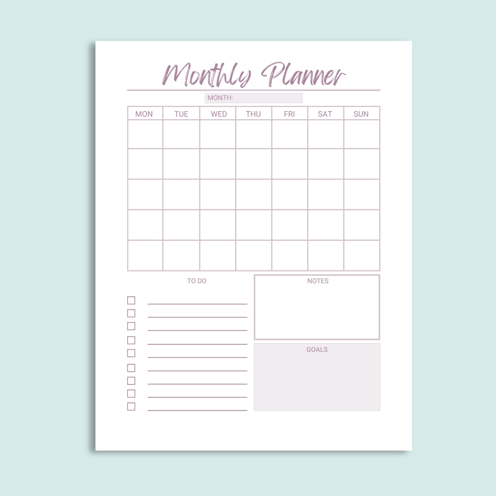 Weekly Monthly Planners Printable to Do List, Minimal Weekly Schedule ...