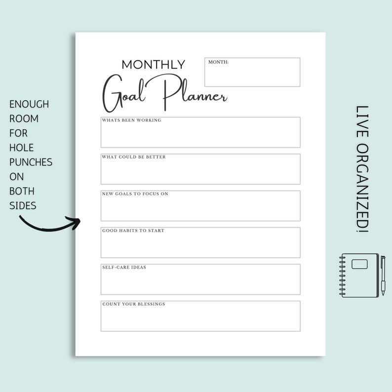 Goals Count Goal Planner - Monthly Goals, Goal Setting, Goal Progress, Productivity ...