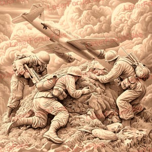 Laser Cut File | 3D Illusion | Laser Burn PNG | Laser Engrave File | Laser Digital Design File | War | American | Patriotic | Aircraft | USA