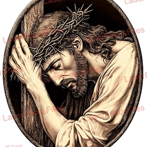 Laser Cut File | 3D Illusion | Laser Burn PNG | Laser Engrave File | Laser Digital Design File | Jesus | Religious | God | Cross | Christ