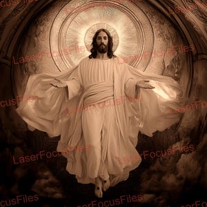 Ilusión 3D / PNG quemado con láser / Archivo cortado con láser / Archivo grabado con láser / Archivo de diseño digital láser / Jesucristo / Realista / Navidad