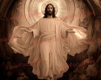 3D Illusion | Laser Burn PNG | Laser Cut File | Laser Engrave File | Laser Digital Design File | Jesus Christ | Realistic | Christmas