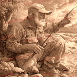 Laser Burn PNG | 3D Illusion | Laser Cut File | Laser Engrave File | Laser Digital Design File | Fishing | Outdoor Relaxing Sport | Reel