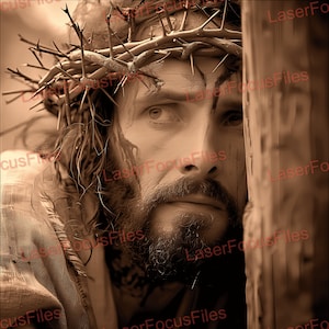 3D Illusion | Laser Burn PNG | Laser Cut File | Laser Engrave File | Laser Design File | Jesus on the Cross | Easter | Crown of Thorns
