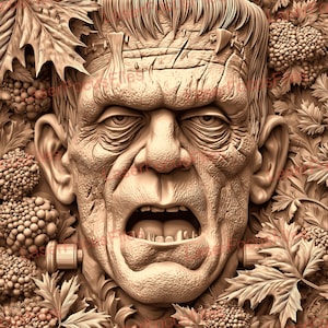 3D Illusion | Laser Burn PNG | Laser Cut File | Laser Engrave File | Laser Digital Design File | Frankenstein | Halloween | Scarry | Spooky