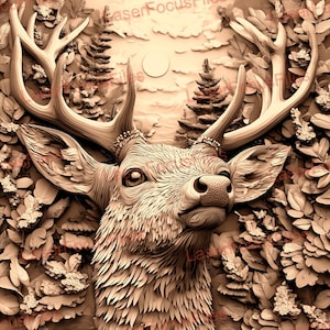 3D Illusion | Laser Burn PNG | Laser Cut File | Laser Engrave File | Laser Digital Design File | Deer | Hunting Season | Buck | Doe | Animal