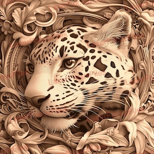 Laser Cut File | 3D Illusion | Laser Burn PNG | Laser Engrave File | Laser Digital Design File | Leopard | Wild Animal | Leopard Engraving