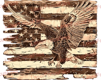 Laser Burn PNG | 3D Illusion | Laser Cut File | Laser Engrave File | Laser Digital Design File | American Flag | Bald Eagle | Patriotic