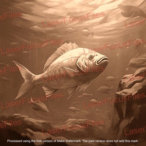 3D Illusion | Laser Cut File | Laser Engrave File | Laser Burn PNG | Laser Digital Design File | Fish Underwater | Fishing | Pond | Lake