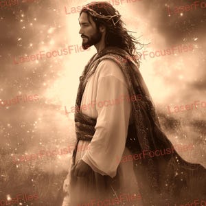 Ilusión 3D / PNG quemado con láser / Archivo cortado con láser / Archivo grabado con láser / Archivo de diseño digital láser / Jesucristo / Realista / Navidad