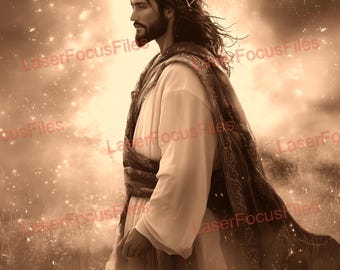 3D Illusion | Laser Burn PNG | Laser Cut File | Laser Engrave File | Laser Digital Design File | Jesus Christ | Realistic | Christmas