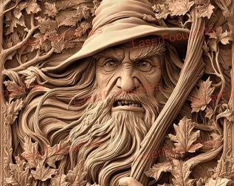 3D Illusion | Laser Burn PNG | Laser Cut File | Laser Engrave File | Laser Digital Design File | Wizard | Halloween | Spooky | Scarry