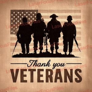3D Illusion | Laser Burn PNG | Laser Cut File | Laser Engrave File | Laser Digital Design File | Thank You Veterans | Veterans Day | Patriot