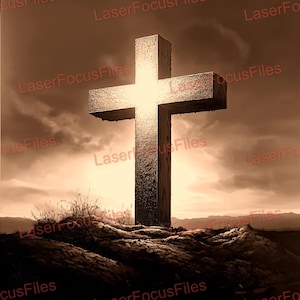 3D Illusion | Laser Burn PNG | Laser Cut File | Laser Engrave File | Laser Digital Design File | Glowing Cross | Christian | Jesus | God