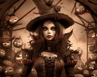 Laser Burn PNG | 3D Illusion | Laser Cut File | Laser Engrave File | Laser Digital Design File | Halloween | Pumpkin | October | Witch