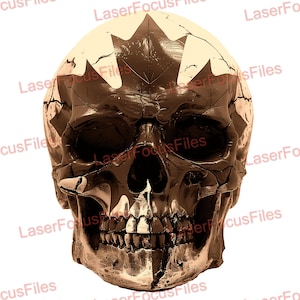 Laser Burn PNG | 3D Illusion | Laser Cut File | Laser Engrave File | Laser Digital Design File | Canadian Skull | Canadian Pride | Patriotic