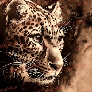 Laser Cut File | 3D Illusion | Laser Burn PNG | Laser Engrave File | Laser Digital Design File | Leopard | Wild Animal | Leopard Engraving