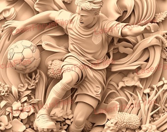 Laser Engrave File | Laser Burn PNG | 3D Illusion | Laser Cut File | Laser Digital Design File | American Soccer | Football | World Cup