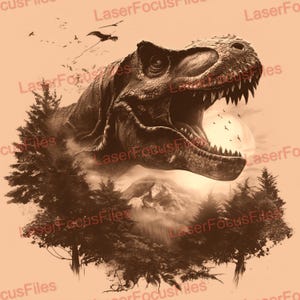 3D Illusion | Laser Burn PNG | Laser Cut File | Laser Engrave File | Laser Digital Design File | Trex | Dinosaur | Extinct | Jurassic