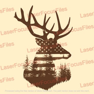 Laser Burn PNG | 3D Illusion | Laser Cut File | Laser Engrave File | Laser Digital Design File | Deer | American | Patriotic | USA | Hunting