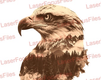 Laser Burn PNG | 3D Illusion | Laser Cut File | Laser Engrave File | Laser Digital Design File | Bald Eagle | Patriotic | USA | American