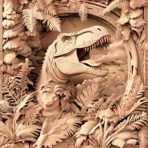 Laser Cut File | 3D Illusion | Laser Burn PNG | Laser Engrave File | Laser Digital Design File | T-rex | Tyrannosaurus Rex | Dinosaur