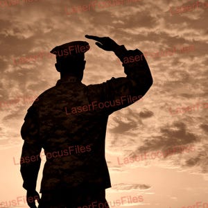 Laser Engrave File | Laser Burn PNG | 3D Illusion | Laser Cut File | Laser Digital Design File | American Solider | Patriotic | Armed Forces