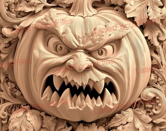 3D Illusion | Laser Burn PNG | Laser Cut File | Laser Engrave File | Laser Digital Design File | Halloween | Scarry Pumpkin | Spooky