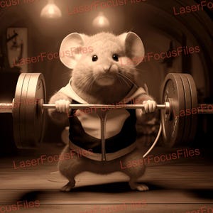 Laser Burn PNG | 3D Illusion | Laser Cut File | Laser Engrave File | Laser Digital Design File  Mousse Powerlifting | Strong Mouse | Funny