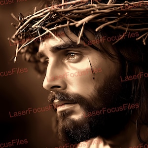 Laser Cut File | 3D Illusion | Laser Burn PNG | Laser Engrave File | Laser Digital Design File | Jesus with Crown of Thorns | Jesus Christ