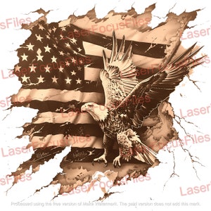 Laser Cut File | 3D Illusion | Laser Burn PNG | Laser Engrave File | Laser Digital Design File | American Flag | Bald Eagle | Patriotic