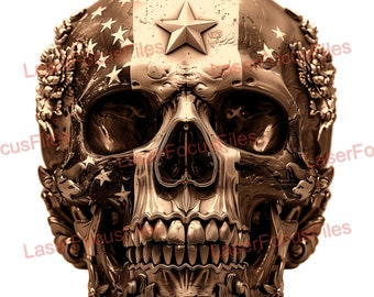 Laser Burn PNG | 3D Illusion | Laser Cut File | Laser Engrave File | Laser Digital Design File | American Skull | Patriotic | American | USA