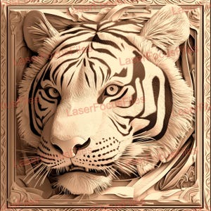 Laser Cut File | 3D Illusion | Laser Burn PNG | Laser Engrave File | Laser Digital Design File | Tiger Engraving | Animals in the Wild