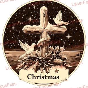 Laser Burn PNG | 3D Illusion | Laser Cut File | Laser Engrave File | Laser Digital Design File | Christmas | Winter | Santa | Jesus on Cross