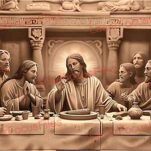 16:9 | 3D Illusion | Laser Burn PNG | Laser Cut File | Laser Engrave File | Laser Digital Design File | Last Supper | Jesus | Easter