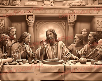 16:9 | 3D Illusion | Laser Burn PNG | Laser Cut File | Laser Engrave File | Laser Digital Design File | Last Supper | Jesus | Easter