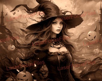 Laser Burn PNG | 3D Illusion | Laser Cut File | Laser Engrave File | Laser Digital Design File | Halloween | Pumpkin | October | Witch
