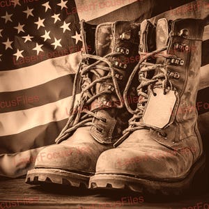 Laser Engrave File | Laser Burn PNG | 3D Illusion | Laser Cut File | Laser Digital Design File | Patriotic | Dog Tag and Boots | US Military