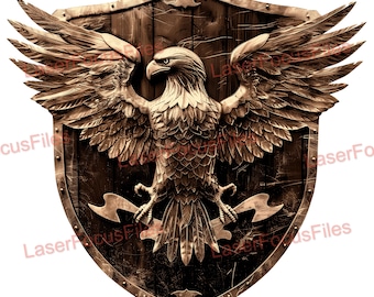 3D Illusion | Laser Burn PNG | Laser Cut File | Laser Engrave File | Laser Digital Design File | Eagle Shield | American | Patriotic | USA