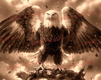 3D Illusion | Laser Burn PNG | Laser Cut File | Laser Engrave File | Laser Digital Design File | Bald Eagle | Patriotic | American | USA