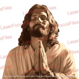 Laser Burn PNG | 3D Illusion | Laser Cut File | Laser Engrave File | Laser Digital Design File | Jesus | Bible | God | Jesus Praying