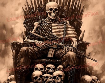 Laser Cut File | 3D Illusion | Laser Burn PNG | Laser Engrave File | Laser Digital Design File | American Flag | Skull | Gun | Patriotic