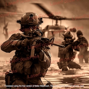 Laser Cut File | 3D Illusion | Laser Burn PNG | Laser Engrave File | Laser Digital Design File | Military | Helicopter | Navy Seal | America