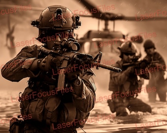 Laser Cut File | 3D Illusion | Laser Burn PNG | Laser Engrave File | Laser Digital Design File | Military | Helicopter | Navy Seal | America